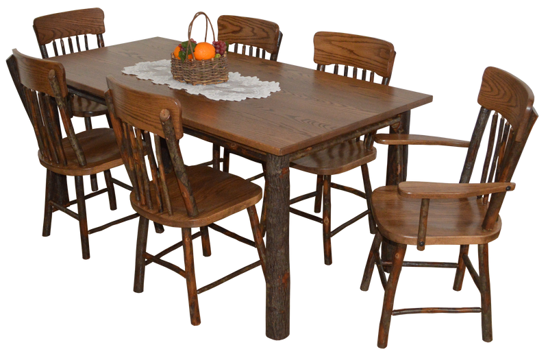 A&L Furniture Co. Amish-Made Hickory 7-Piece Farm Table Sets AL2741 - AL2501x6