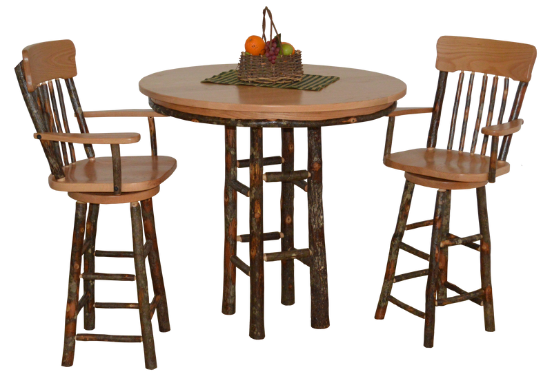 A&L Furniture Co. Amish-Made Hickory 3-Piece Bar Table Sets AL2781 - AL2581x2