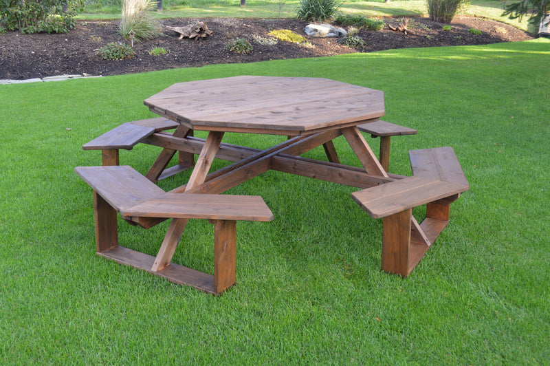 A&L Furniture Co. 54" Amish-Made Octagonal Cedar Walk-In Picnic Tables AL280C