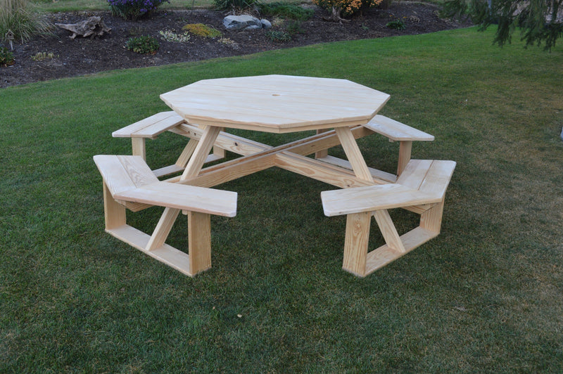 A&L Furniture Co. 54" Amish-Made Octagonal Pressure-Treated Pine Walk-In Picnic Tables AL280PT