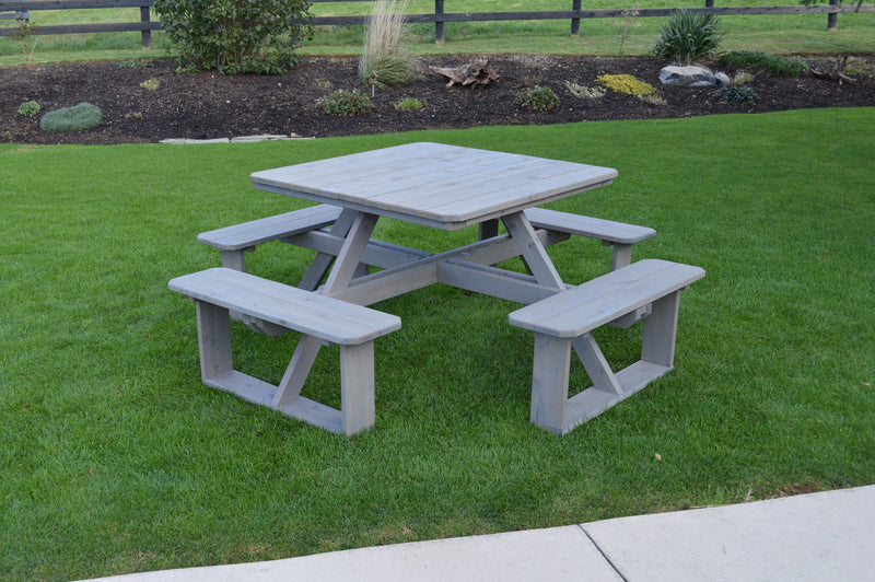 A&L Furniture Co. 44" Amish-Made Square Cedar Walk-In Picnic Tables AL284C