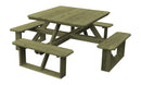 A&L Furniture Co. 44" Amish-Made Square Cedar Walk-In Picnic Tables AL284C