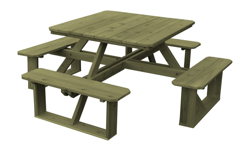 A&L Furniture Co. 44" Amish-Made Square Cedar Walk-In Picnic Tables AL284C