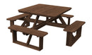 A&L Furniture Co. 44" Amish-Made Square Cedar Walk-In Picnic Tables AL284C