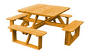 A&L Furniture Co. 44" Amish-Made Square Cedar Walk-In Picnic Tables AL284C