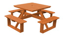 A&L Furniture Co. 44" Amish-Made Square Pressure-Treated Pine Walk-In Picnic Tables AL284PT