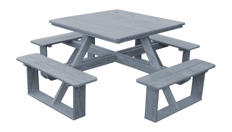 A&L Furniture Co. 44" Amish-Made Square Pressure-Treated Pine Walk-In Picnic Tables AL284PT