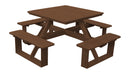 A&L Furniture Co. 44" Amish-Made Square Pressure-Treated Pine Walk-In Picnic Tables AL284PT