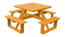 A&L Furniture Co. 44" Amish-Made Square Pressure-Treated Pine Walk-In Picnic Tables AL284PT