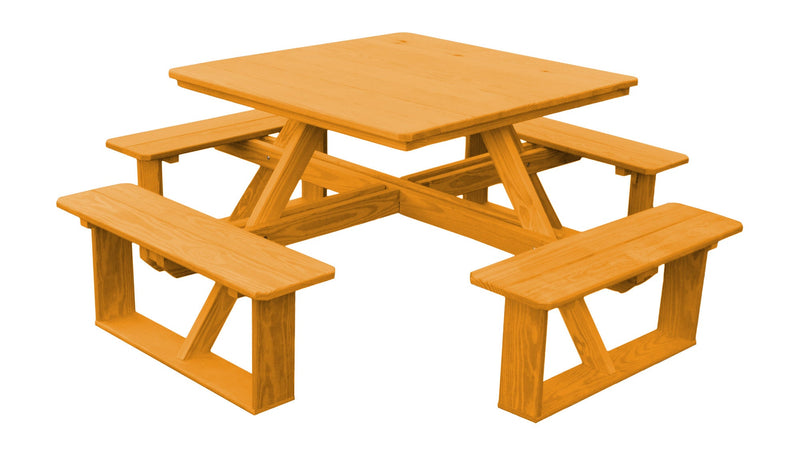 A&L Furniture Co. 44" Amish-Made Square Pressure-Treated Pine Walk-In Picnic Tables AL284PT