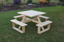 A&L Furniture Co. 44" Amish-Made Square Pressure-Treated Pine Walk-In Picnic Tables AL284PT