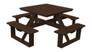 A&L Furniture Co. 44" Amish-Made Square Pressure-Treated Pine Walk-In Picnic Tables AL284PT