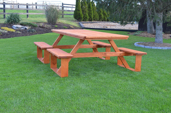 A&L Furniture Co. 8' Amish-Made Rectangular Pressure-Treated Pine Walk-In Picnic Tables AL288PT