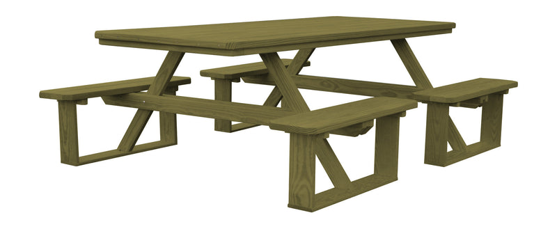 A&L Furniture Co. 8' Amish-Made Rectangular Pressure-Treated Pine Walk-In Picnic Tables AL288PT