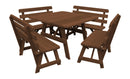 A&L Furniture Co. 43" Amish-Made Square Cedar Picnic Table with Backed Benches AL302C