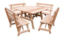 A&L Furniture Co. 43" Amish-Made Square Cedar Picnic Table with Backed Benches AL302C