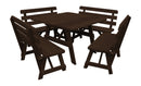 A&L Furniture Co. 43" Amish-Made Square Cedar Picnic Table with Backed Benches AL302C