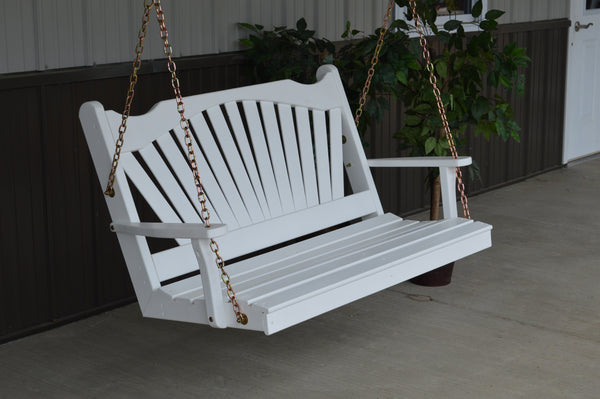 A&L Furniture Co. Amish-Made Pine Fanback Porch Swings AL382