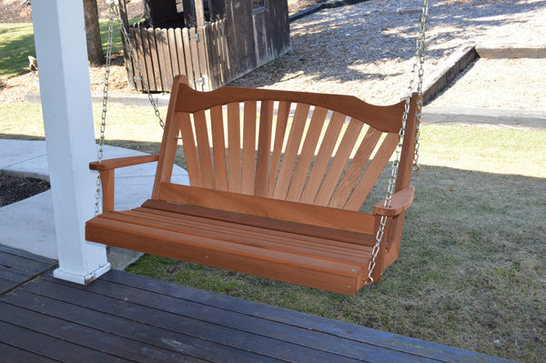 A&L Furniture Co. Amish-Made Cedar Fanback Porch Swings AL382C