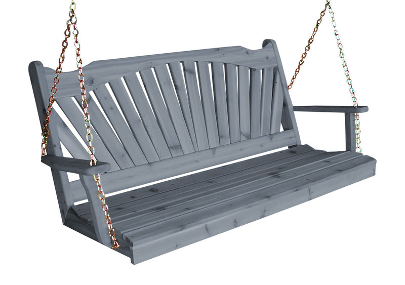 A&L Furniture Co. Amish-Made Cedar Fanback Porch Swings AL382C