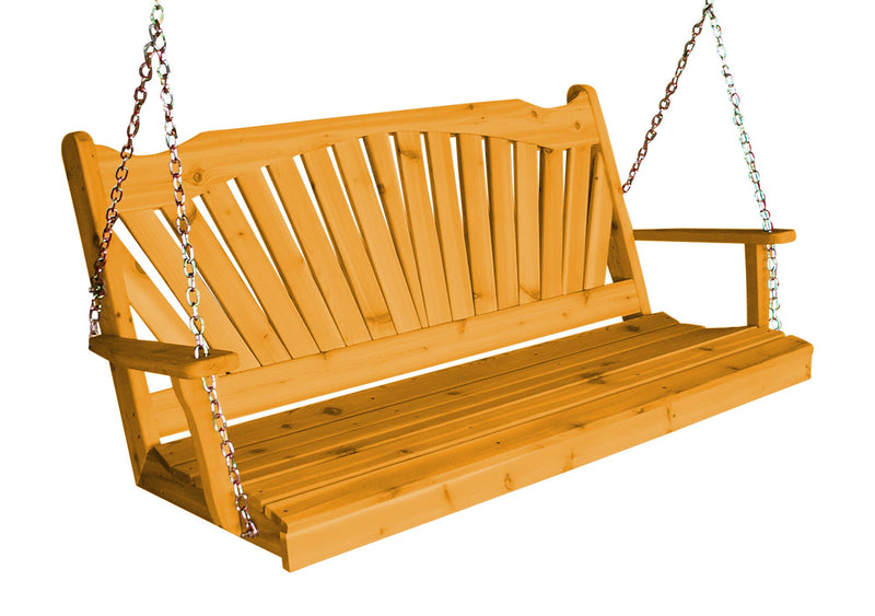 A&L Furniture Co. Amish-Made Cedar Fanback Porch Swings AL382C