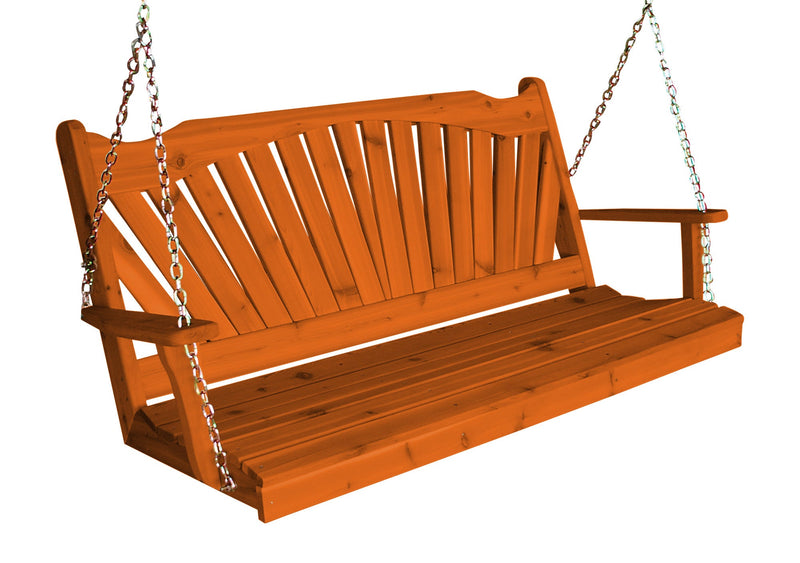 A&L Furniture Co. Amish-Made Cedar Fanback Porch Swings AL382C