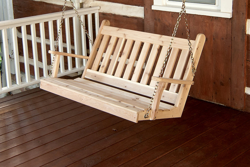 A&L Furniture Co. Amish-Made Cedar Traditional English Porch Swings AL402C