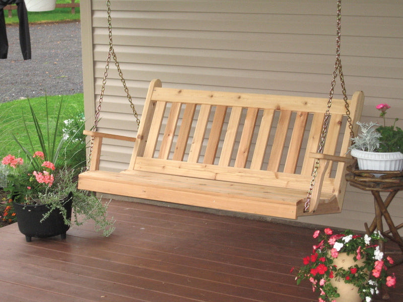 A&L Furniture Co. Amish-Made Cedar Traditional English Porch Swings AL402C