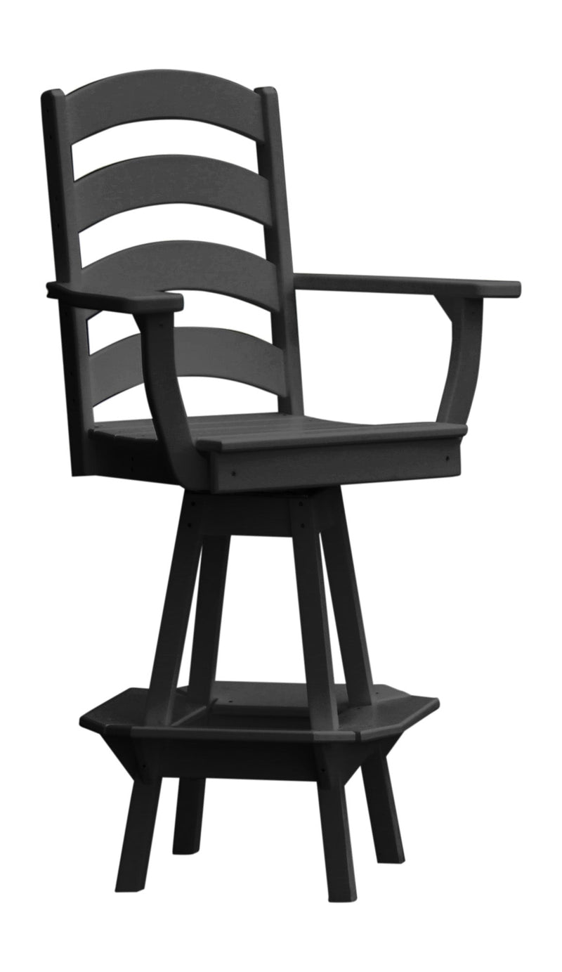 A&L Furniture Co. Amish-Made Poly Ladderback Swivel Dining Chair with Arms AL4123