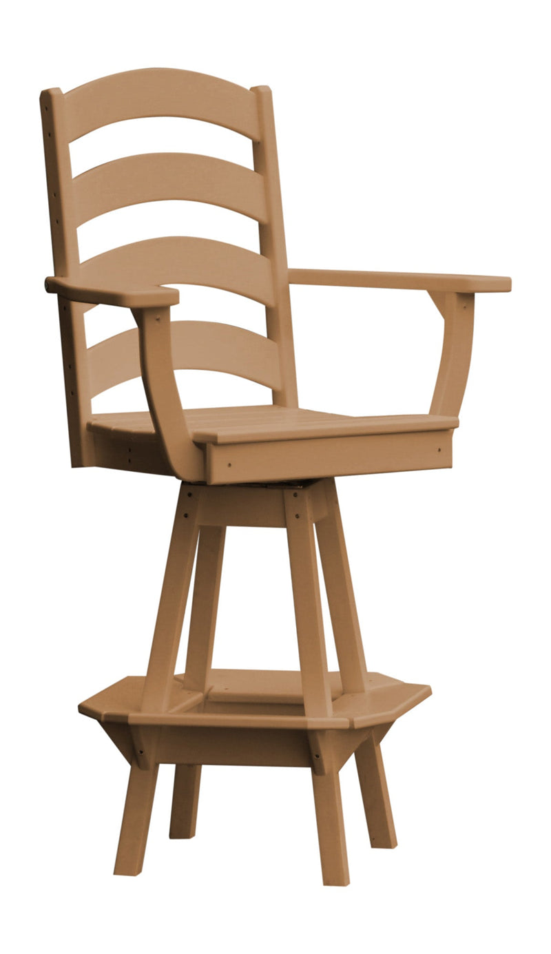 A&L Furniture Co. Amish-Made Poly Ladderback Swivel Dining Chair with Arms AL4123