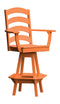 A&L Furniture Co. Amish-Made Poly Ladderback Swivel Counter-Height Chair with Arms AL4093