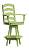 A&L Furniture Co. Amish-Made Poly Ladderback Swivel Counter-Height Chair with Arms AL4093