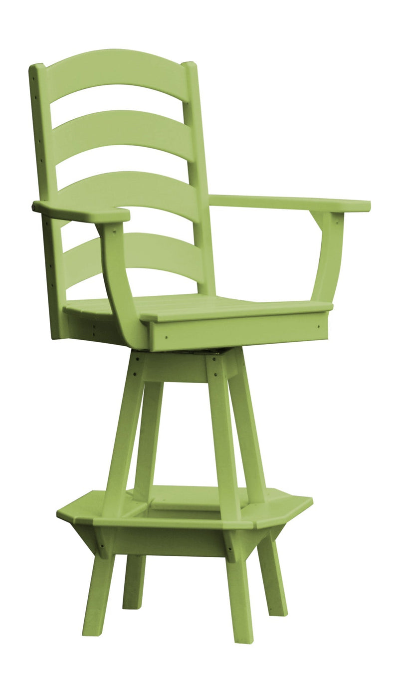 A&L Furniture Co. Amish-Made Poly Ladderback Swivel Counter-Height Chair with Arms AL4093