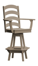 A&L Furniture Co. Amish-Made Poly Ladderback Swivel Counter-Height Chair with Arms AL4093