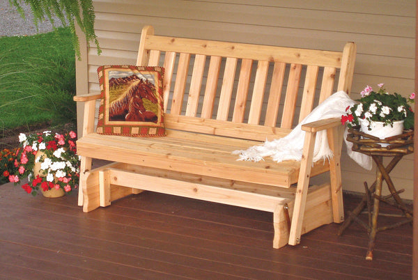 A&L Furniture Co. Amish-Made Cedar Traditional English Glider Benches AL601C