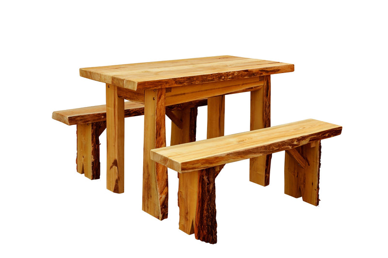 A&L Furniture Co. Blue Mountain Collection Autumnwood Tables with Wildwood Benches AL8241L