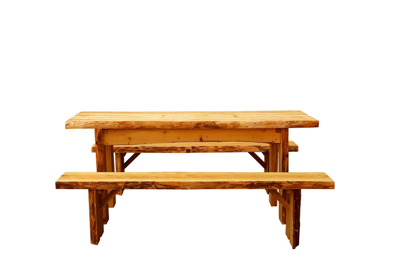 A&L Furniture Co. Blue Mountain Collection Autumnwood Tables with Wildwood Benches AL8241L