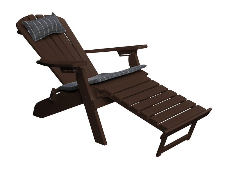 A&L Furniture Co. Folding/Reclining Poly Adirondack Chairs with Pullout Ottoman AL883