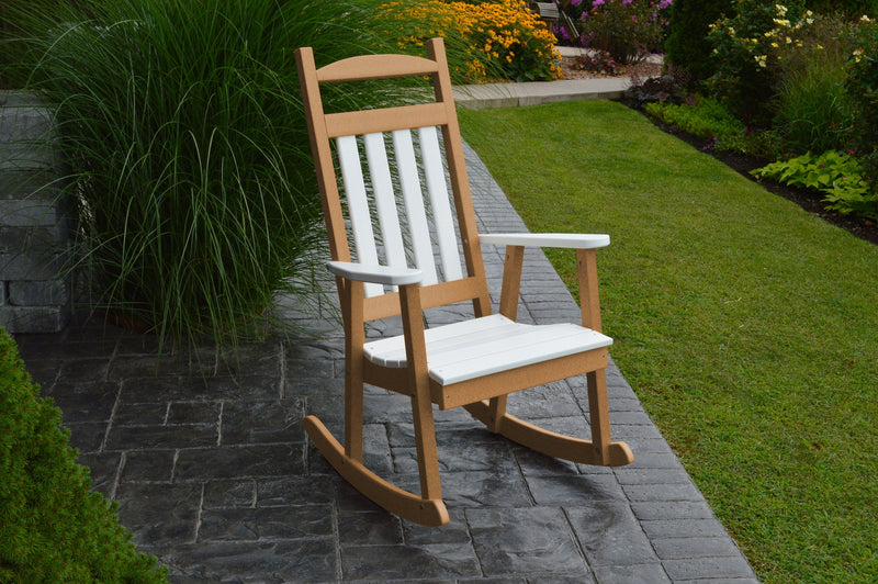 A&L Furniture Co. Amish-Made Poly Porch Rockers with White Accents AL890W