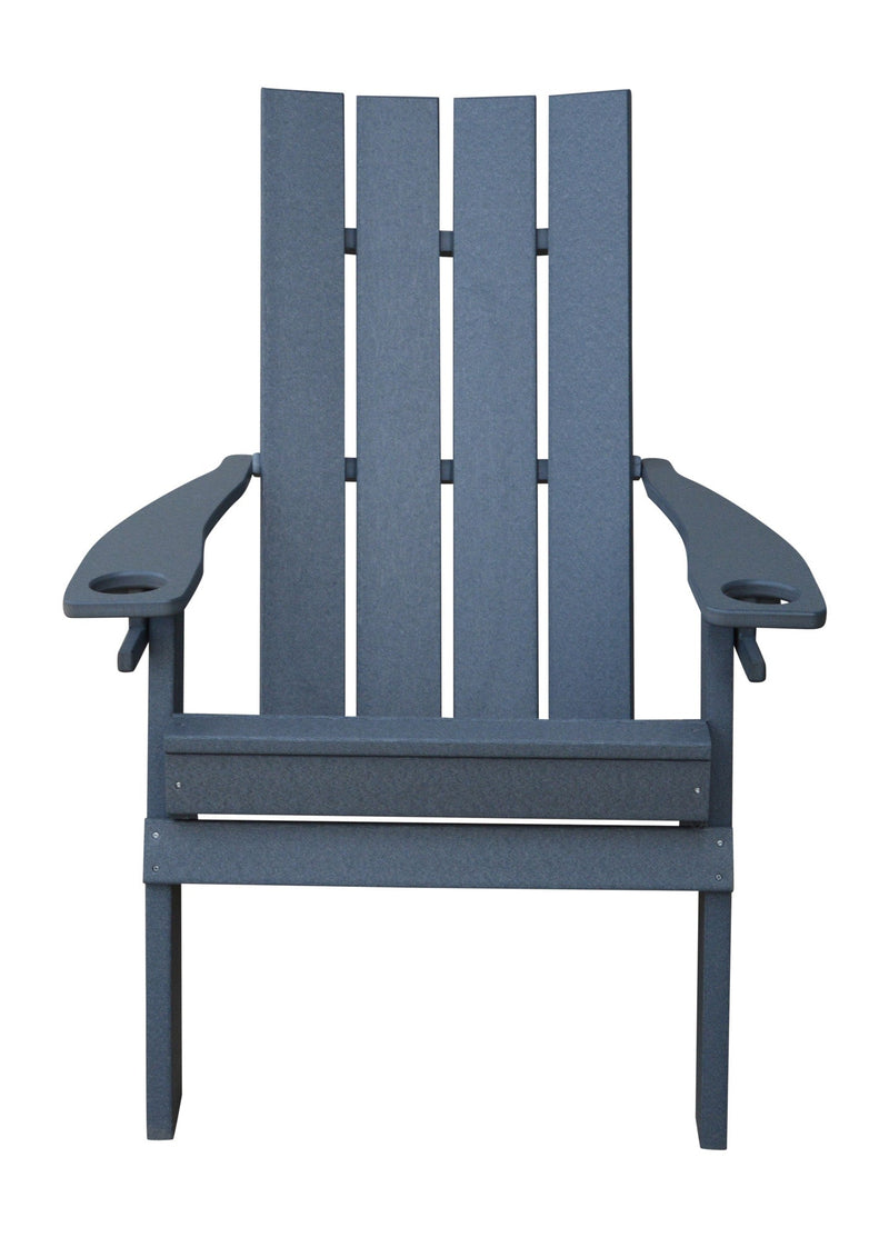 A&L Furniture Co. Amish-Made Folding Poly Hampton Adirondack Chairs with Integrated Cupholders AL904