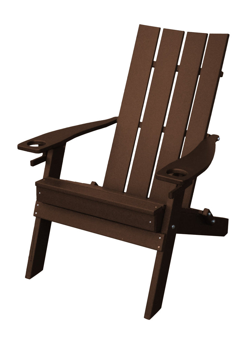 A&L Furniture Co. Amish-Made Folding Poly Hampton Adirondack Chairs with Integrated Cupholders AL904