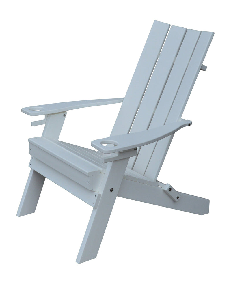 A&L Furniture Co. Amish-Made Folding Poly Hampton Adirondack Chairs with Integrated Cupholders AL904