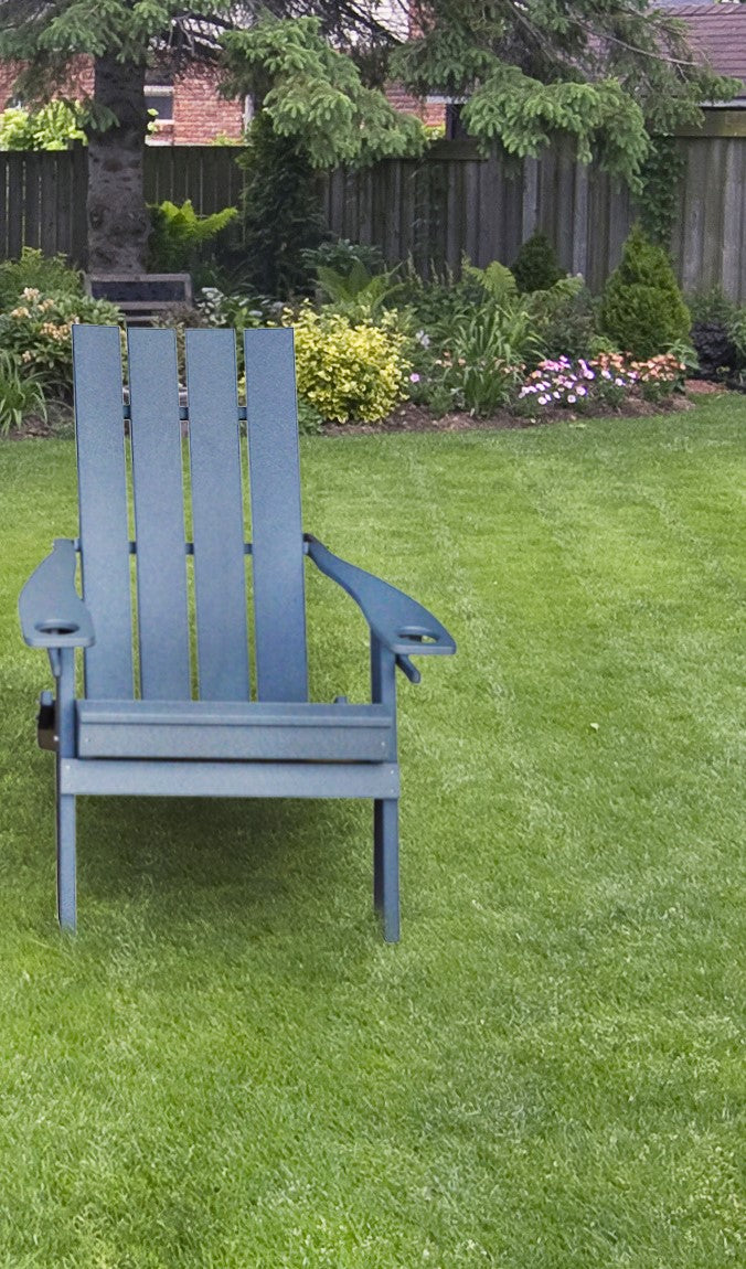 A&L Furniture Co. Amish-Made Folding Poly Hampton Adirondack Chairs with Integrated Cupholders AL904