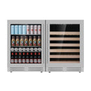 KingsBottle Ultimate Under-Bench Wine & Beverage Refrigerator Combo with Low-E Glass Door KBU145BW2-FG