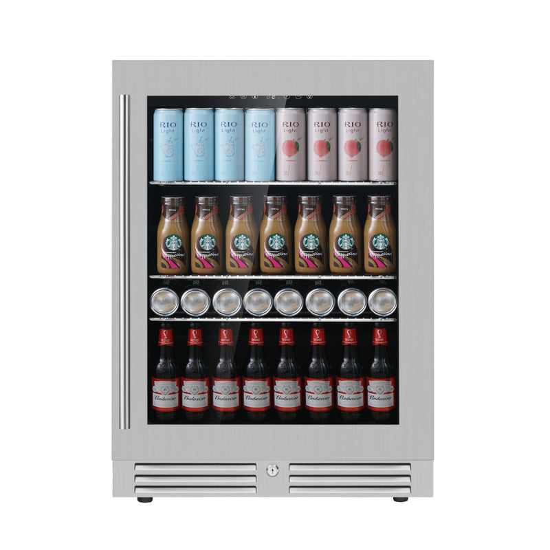 KingsBottle 24 Inch Under Counter LOW-E Glass Door Beer Fridge KBU145BX-FG LHH