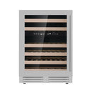 KingsBottle Dual Zone 24 Inch Under Counter LOW-E Glass Door Wine Cooler KBU145DX-FG RHH