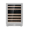 KingsBottle Dual Zone 24 Inch Under Counter LOW-E Glass Door Wine Cooler KBU145DX-FG RHH