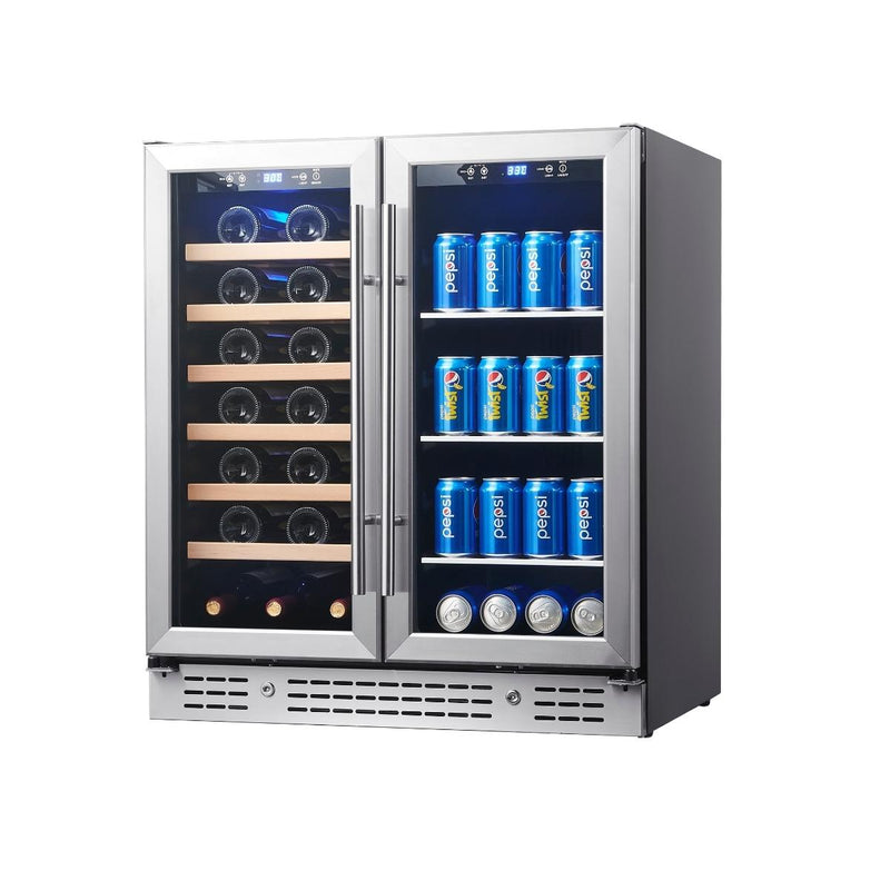 KingsBottle 30" Combination Beer and Wine Cooler with Low-E Glass Door KBU165BW-SS