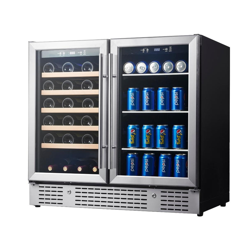 KingsBottle 36" Beer and Wine Cooler Combination with Low-E Glass Door KBU190BW-SS