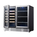 KingsBottle 36" Beer and Wine Cooler Combination with Low-E Glass Door KBU190BW-BLK